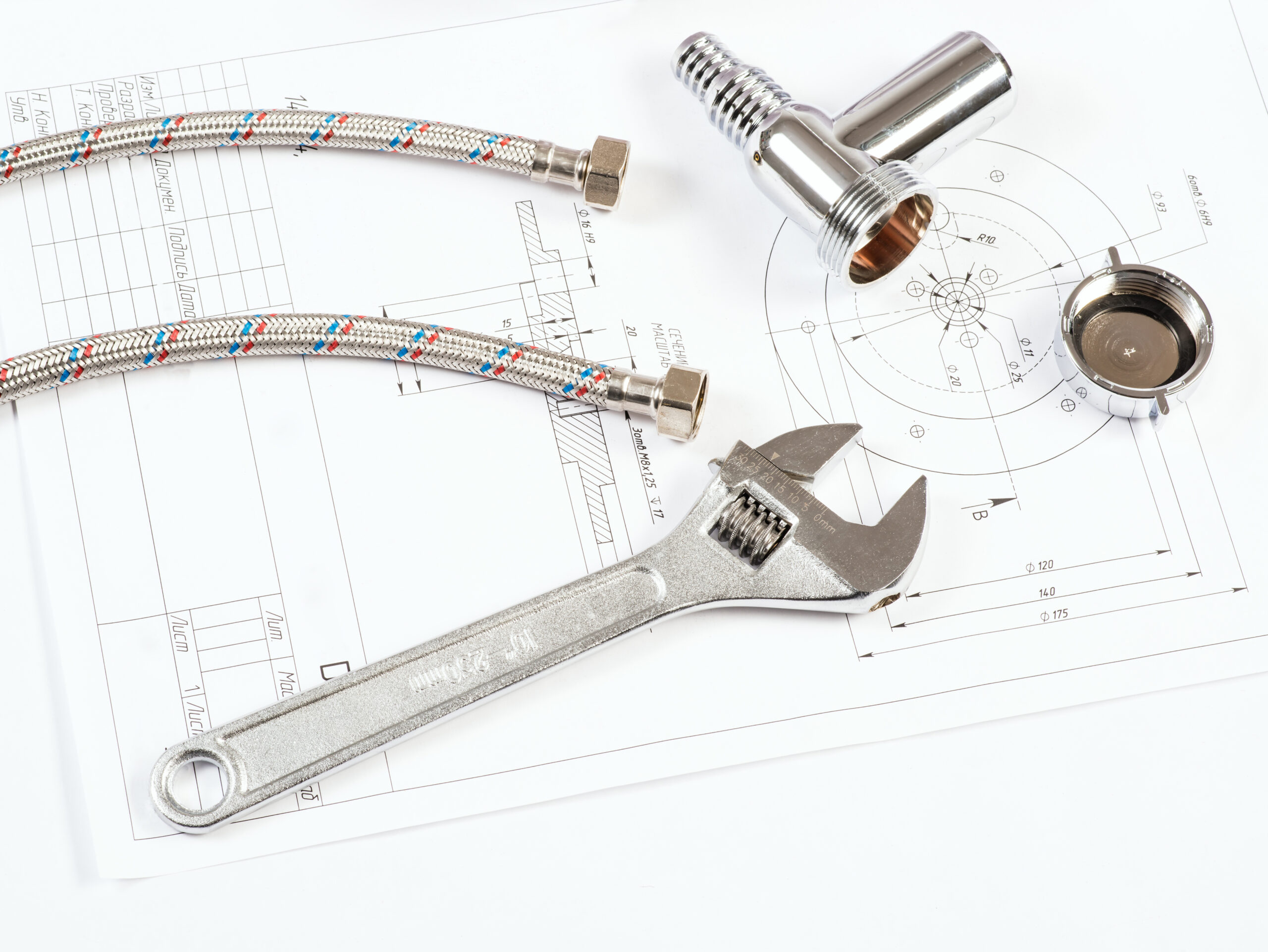 plumbing and drawings are on the desktop, workspace engineer